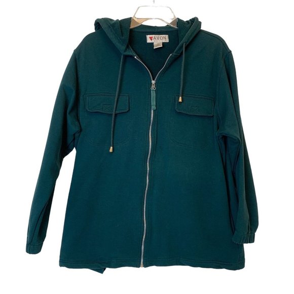 Lavòn Jackets & Blazers - Hoodie Jacket Women's Large Green‎ Sweatshirt Zip Up Pockets Longsleeve Lavon